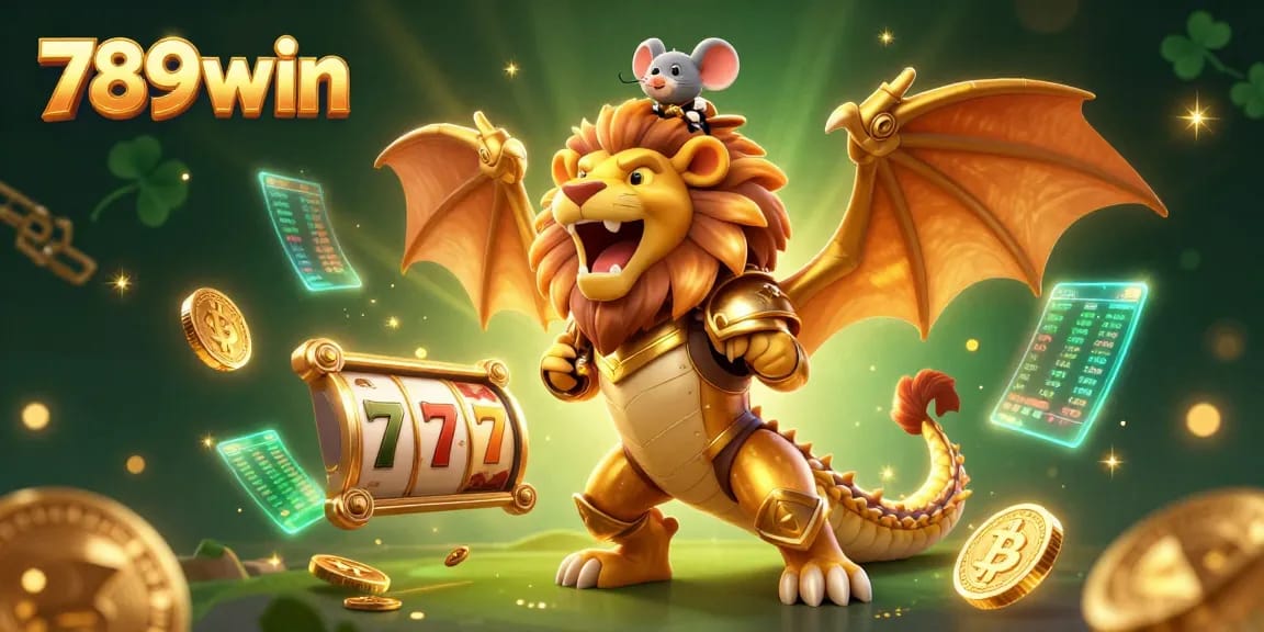 Engage with thrilling gaming adventures at 789win featuring a golden chimera and dynamic casino elements.