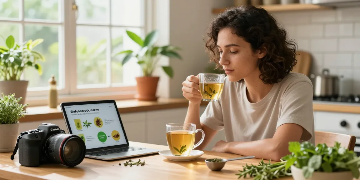 Enjoying www.behappygoleafy.com/white-maeng-da-kratom tea in a cozy kitchen, promoting wellness.