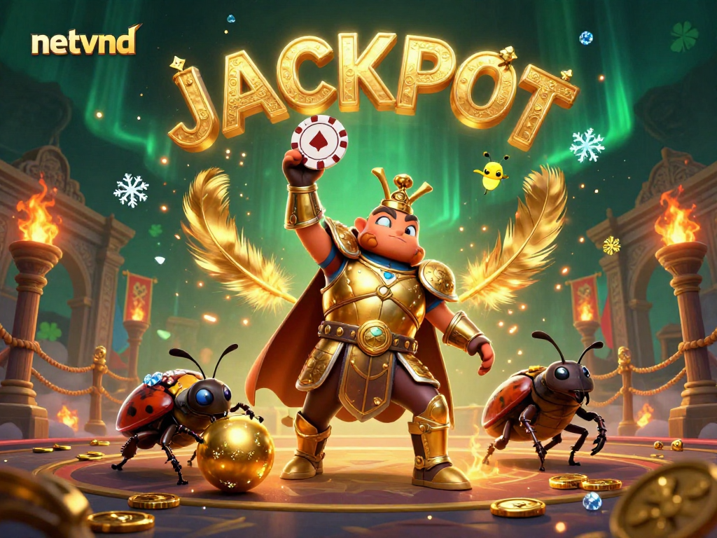 Experience the thrilling world of netvnd as the hercules beetle celebrates in a vibrant casino scene.
