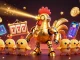 Engage with TT88's thrilling casino action featuring an animated golden rooster robot and crypto elements swirling around.