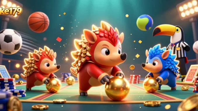 Experience thrilling gameplay with oke179 as pangolins battle in vibrant casino chaos.
