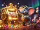 M98 combines vibrant slots and a whimsical steampunk elephant in a lively 3D casino scene filled with treasures.