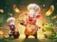 Experience thrilling gameplay with ga179, showcasing a chef pig and friends in a grand casino feast.